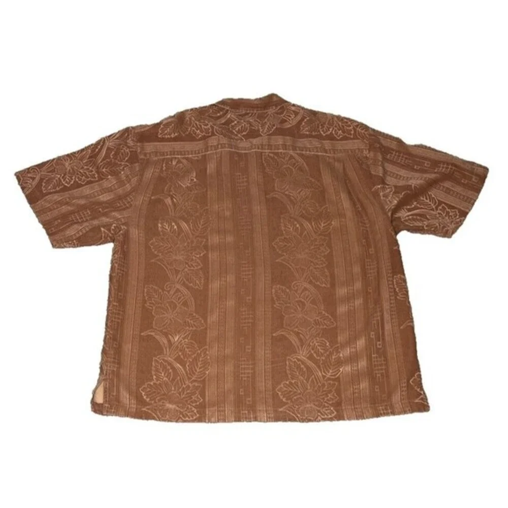 Jamaica‎ Jaxx Hawaiian Shirt XL Silk Camp Floral Tiki Aloha Button Orange